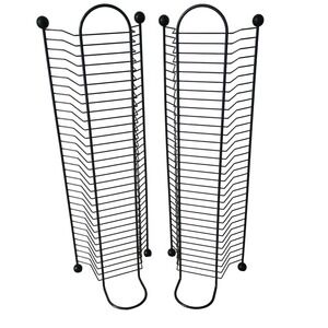 Vintage DVD Video Game Tower Set 2 Metal Black Wire Media Storage Rack Organizer